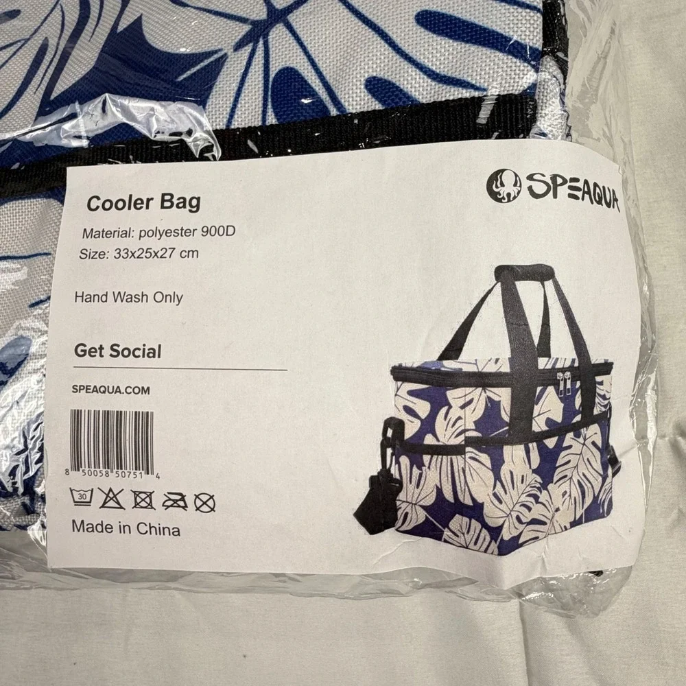 Speaqua Cooler Bag OS Blue Tropical‎ Monstera Leaf Print Insulated NEW